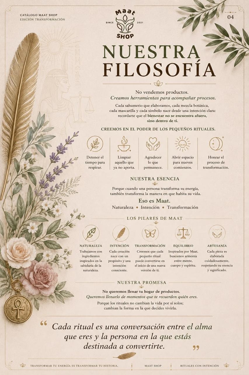 Nuestra Filosofía — Catálogo Maat Shop